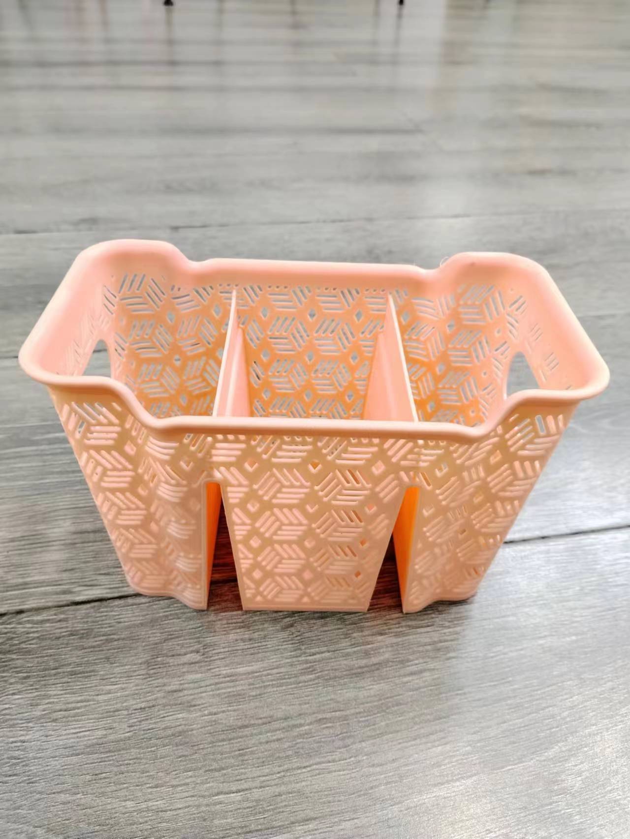 家用塑料筷笼厨房沥水筷子盒多功能三分格筷子笼马卡龙四色系详情图3