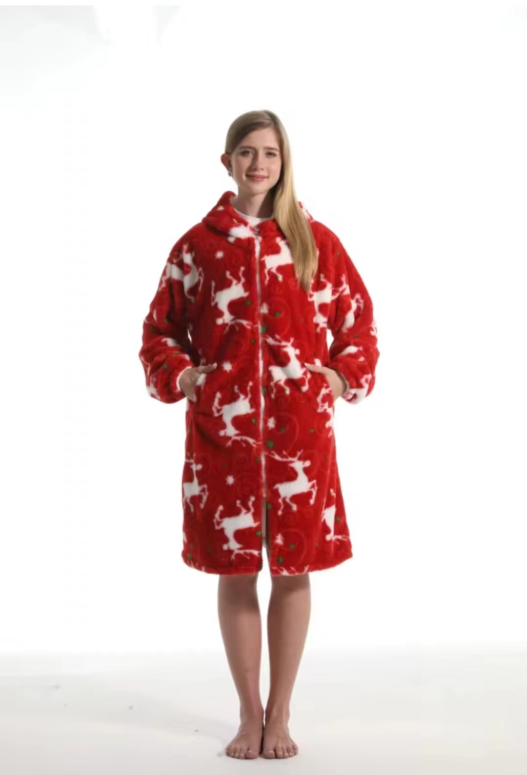 Cross-border new autumn and winter pajamas, oversized loose, adult extended printed hooded sweatshirt, home wear, outdoor detail image 3