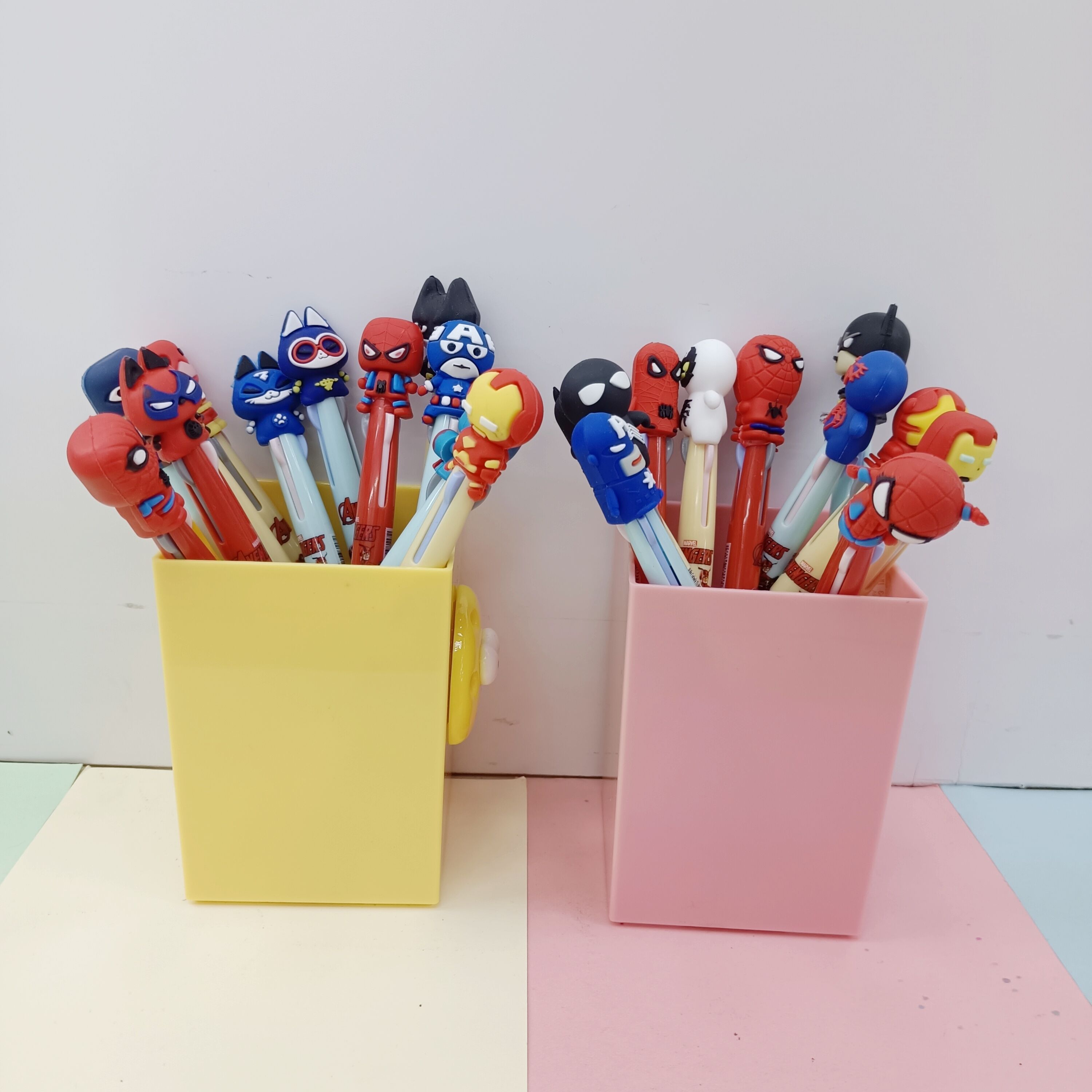 Creative cartoon Avengers three-color ballpoint pen for students stationery Hero anime silicone head