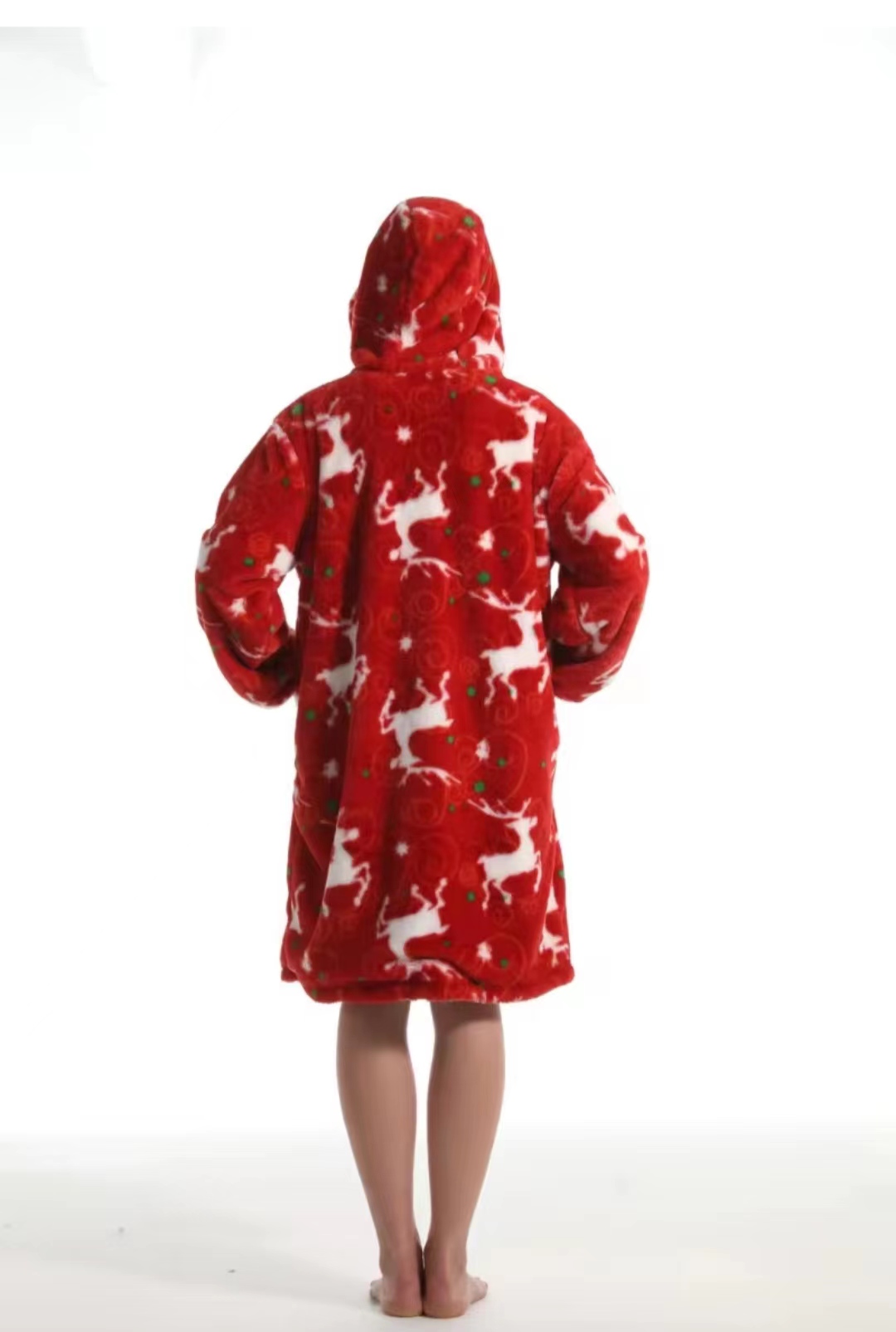 Cross-border new autumn and winter pajamas, oversized loose, adult extended printed hooded sweatshirt, home wear, outdoor detail image 2