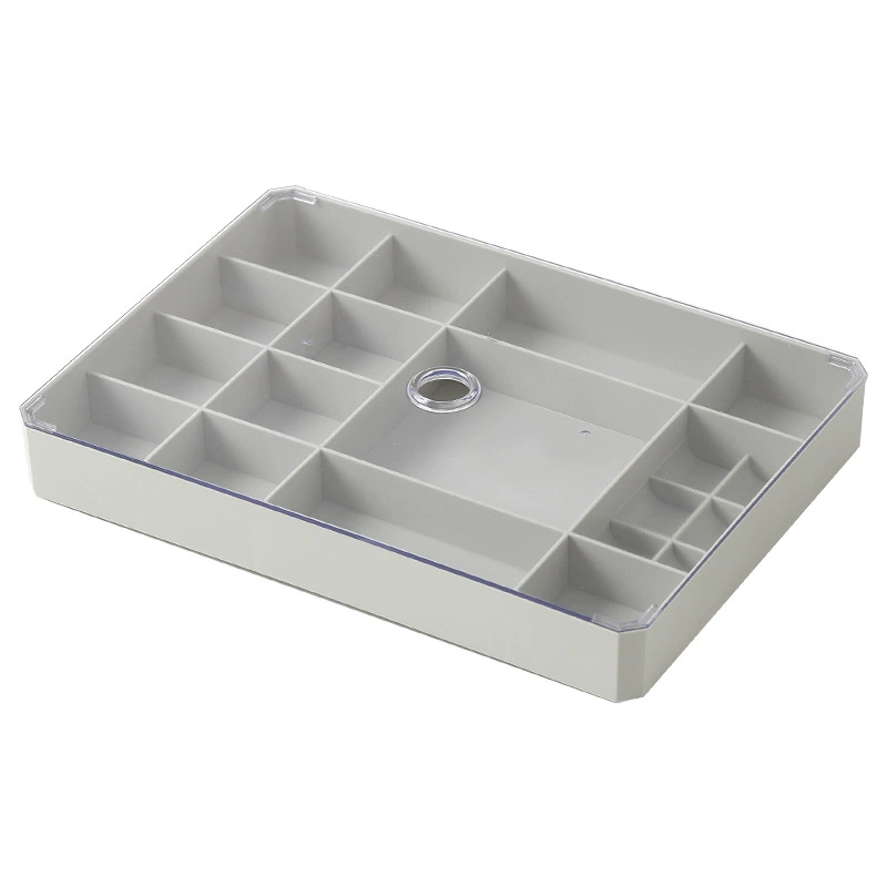 Q35-7517 Multi-compartment jewelry storage box, jewelry storage with visible lid, square stud ring organization box Item Picture