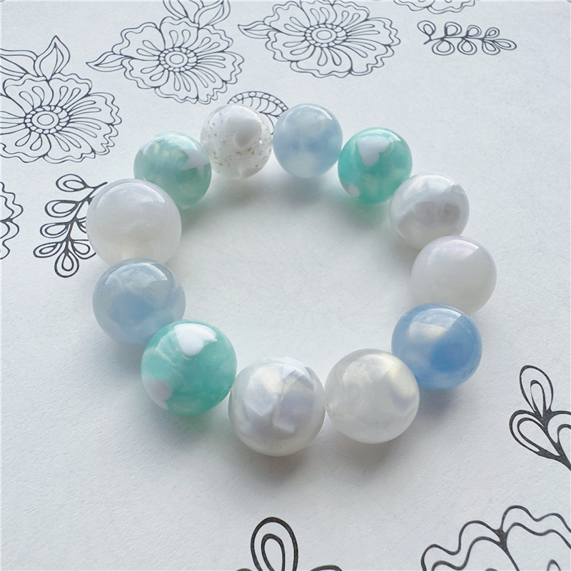 DIY heart-shaped round beads 16mm acrylic beads, fine flash mobile phone chain accessories, jewelry accessories, scattered beads, seven-color heart, childlike fun, straight hole string beads Specification image