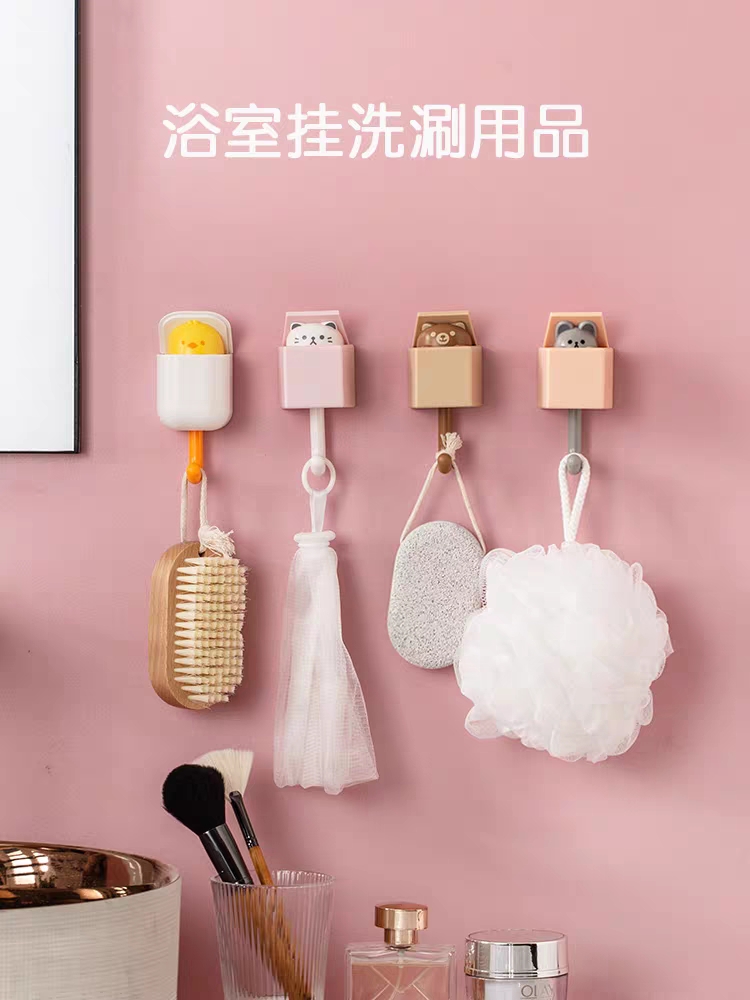 可爱挂钩伸缩探头粘胶强力免打孔钥匙挂勾浴室墙上门后衣帽钩粘钩详情图3