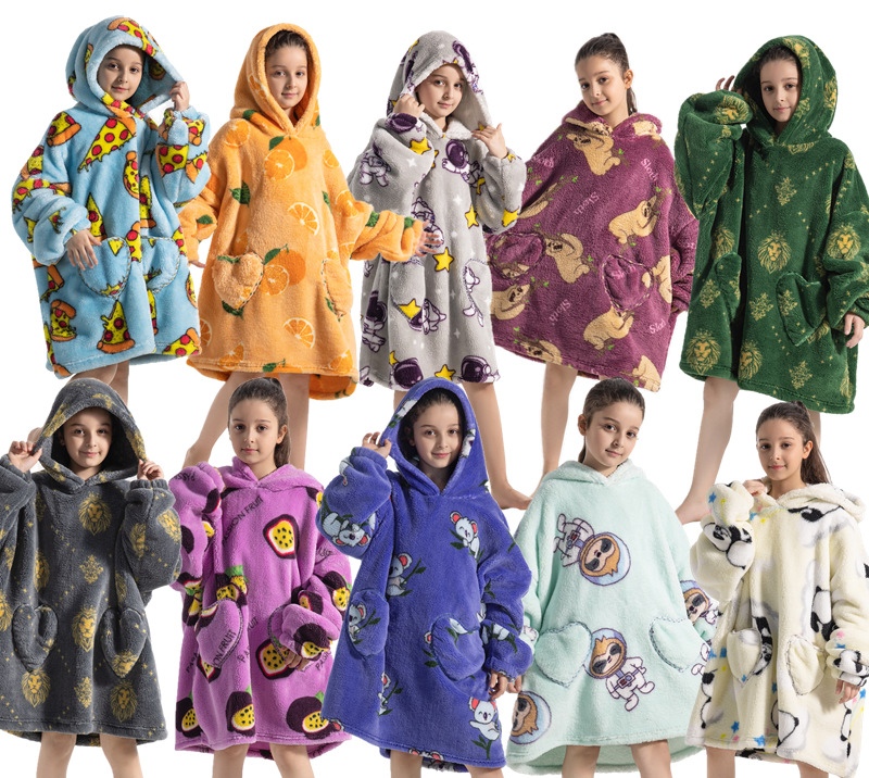 Cross-border new autumn and winter pajamas, oversized loose, adult extended printed hooded sweatshirt, home wear, outdoor detail image 17