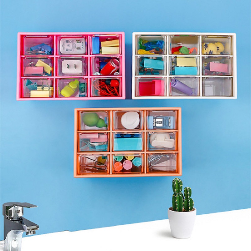 浴室墙面收纳架壁挂带孔多功能杂物整理架塑料九格置物
