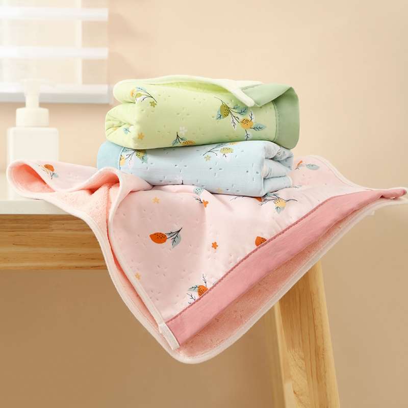Summer fabric floral print two-color face towel, absorbent dry hair towel, coral fleece new style towel, 35*75cm Item Picture