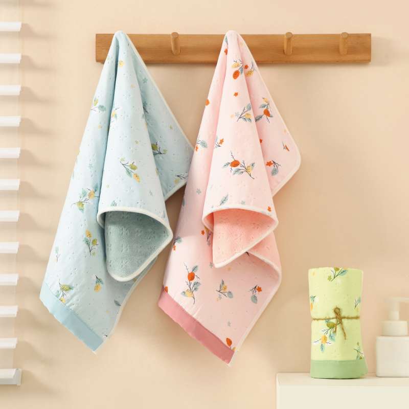 Summer fabric floral print two-color face towel, absorbent dry hair towel, coral fleece new style towel, 35*75cm detail image 9