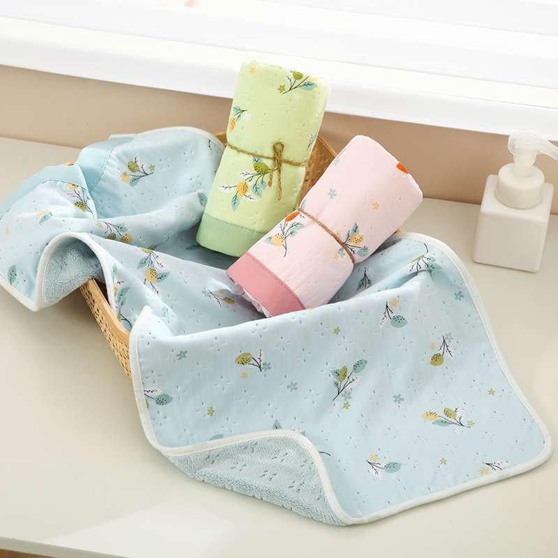 Summer fabric floral print two-color face towel, absorbent dry hair towel, coral fleece new style towel, 35*75cm detail image 10