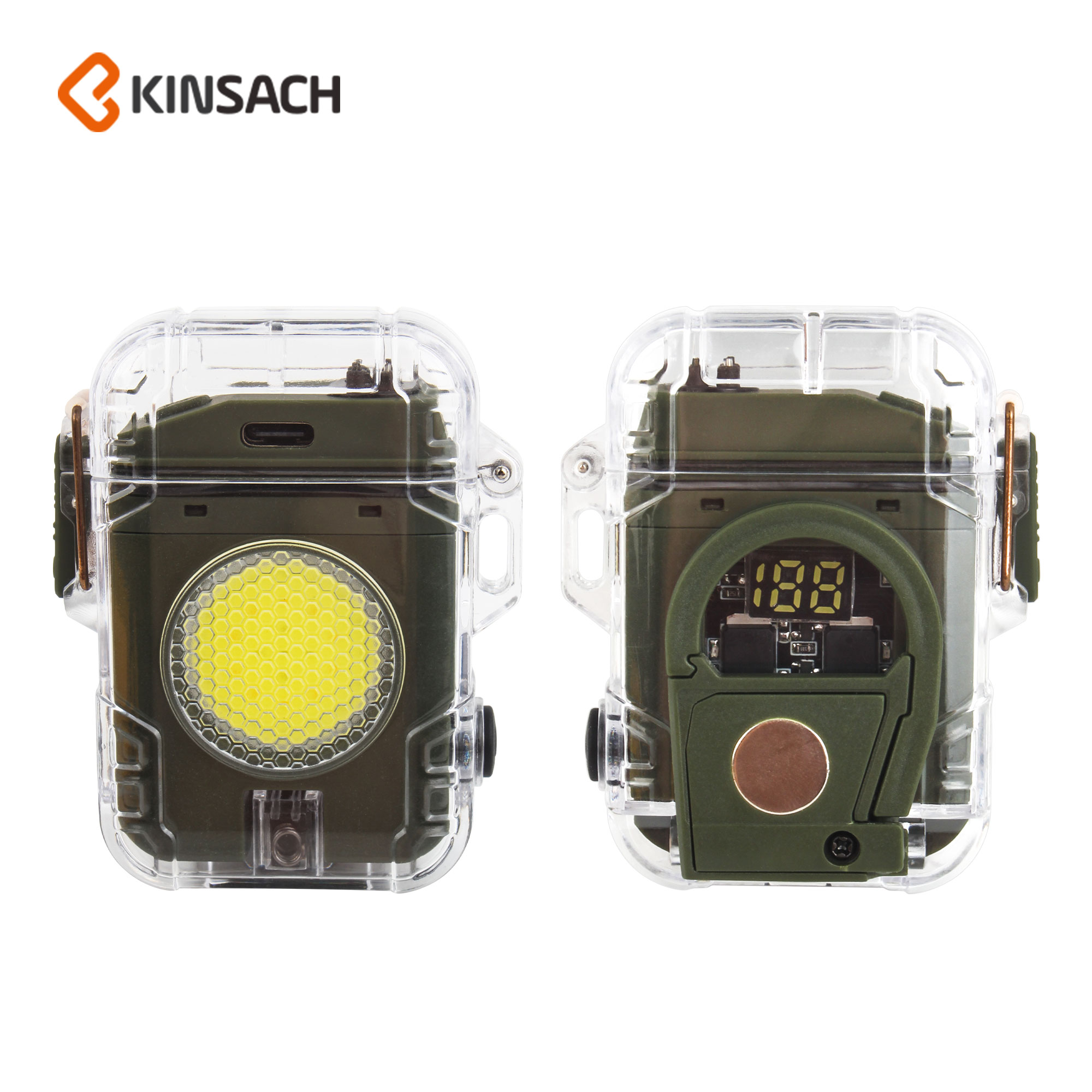 电弧打火机强力防风防水可充电挂腰照明高续航打火机