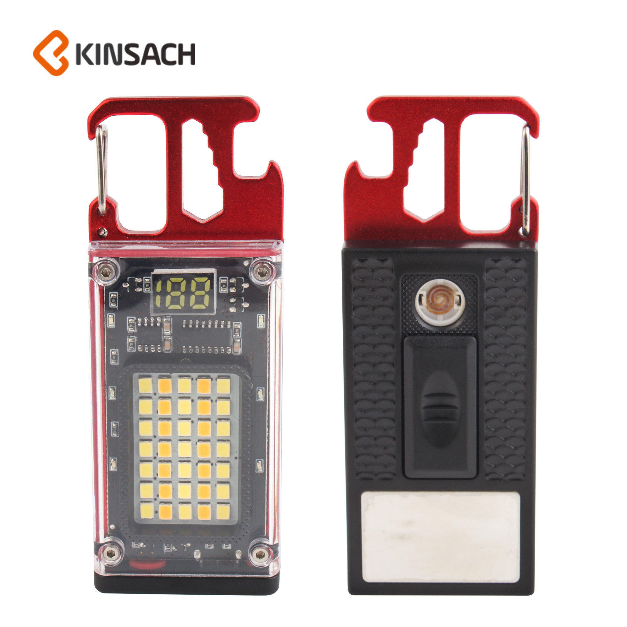 电弧打火机钥匙扣灯多功能户外便携usb充电透明防风打火机灯