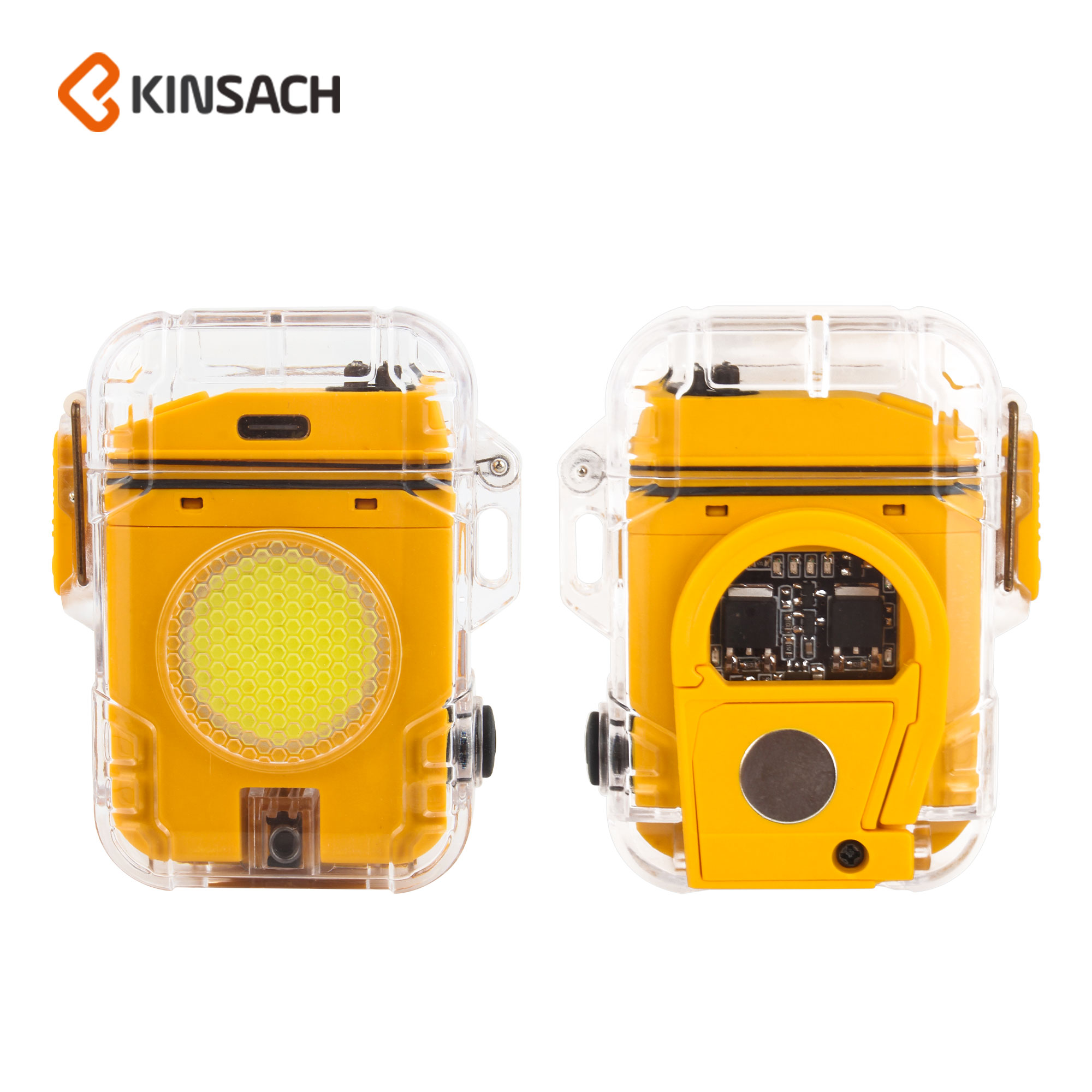 新款户外防水带照明灯电弧打火机透明壳电量显示充电打火机