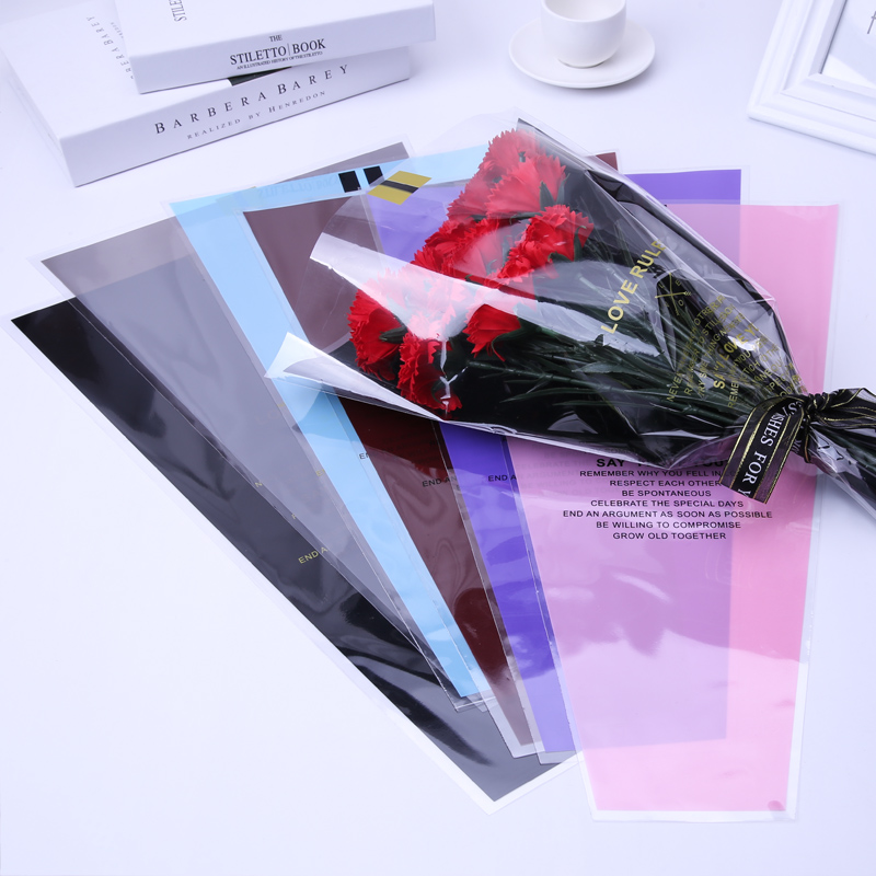 新款玫瑰花康乃馨多支包装袋爱情守则花束袋鲜花包装材料花店50个