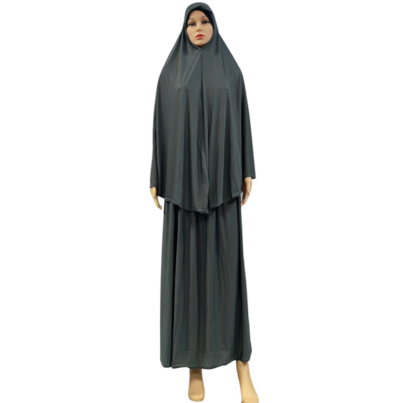 穆斯林纯色长裙两件套 优雅时尚工厂热卖连帽长头巾下裙两件套优雅时尚女款民族风