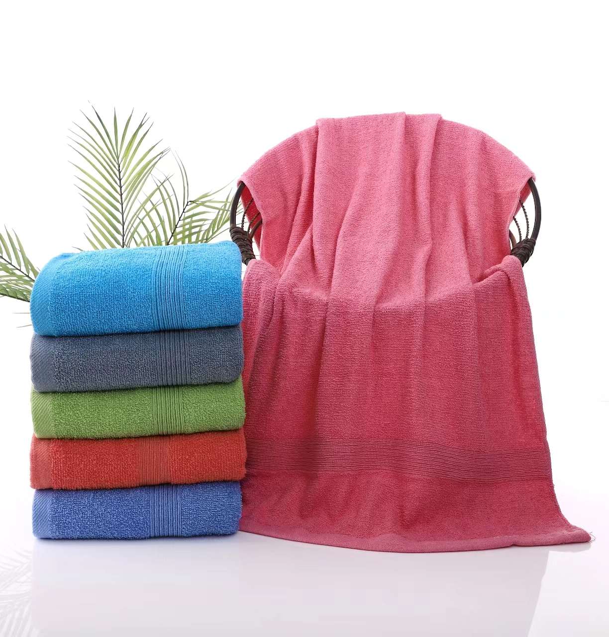 Yijia cotton and needle Factory direct sales of towels, bath towels, mixed color wholesale, plain color intermittent bath towels