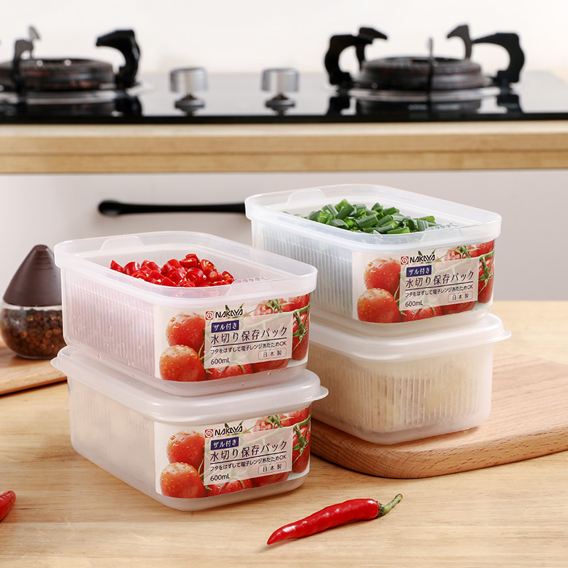 沥水保鲜盒 600M/日本进口沥水保鲜盒/ 冰箱葱花姜蒜收纳盒产品图