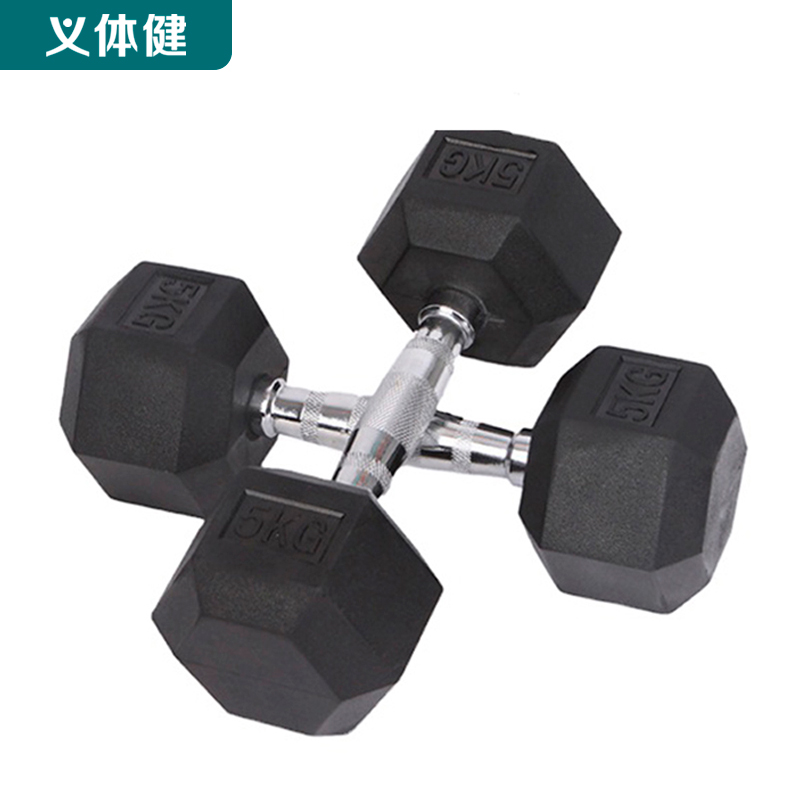 HJ-A029 Rubber Covered Hex Dumbbell Overall View