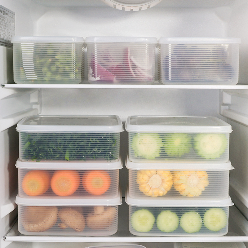 冰箱保鲜盒/食物密封盒/水果收纳盒白底实物图