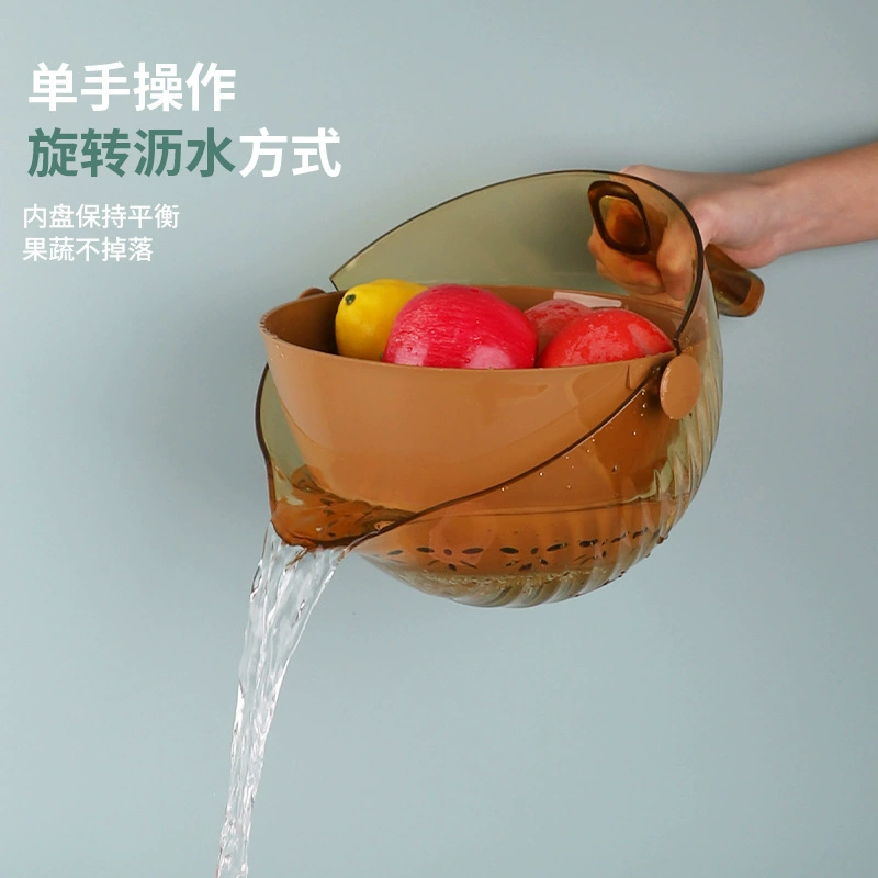 X111-2760 Double-layer PET draining basket, double-layer detachable rotating draining basket, multi-purpose draining basket detail image 10
