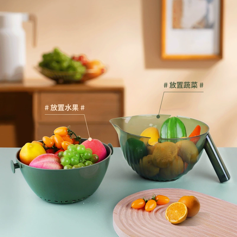 X111-2760 Double-layer PET draining basket, double-layer detachable rotating draining basket, multi-purpose draining basket detail image 6