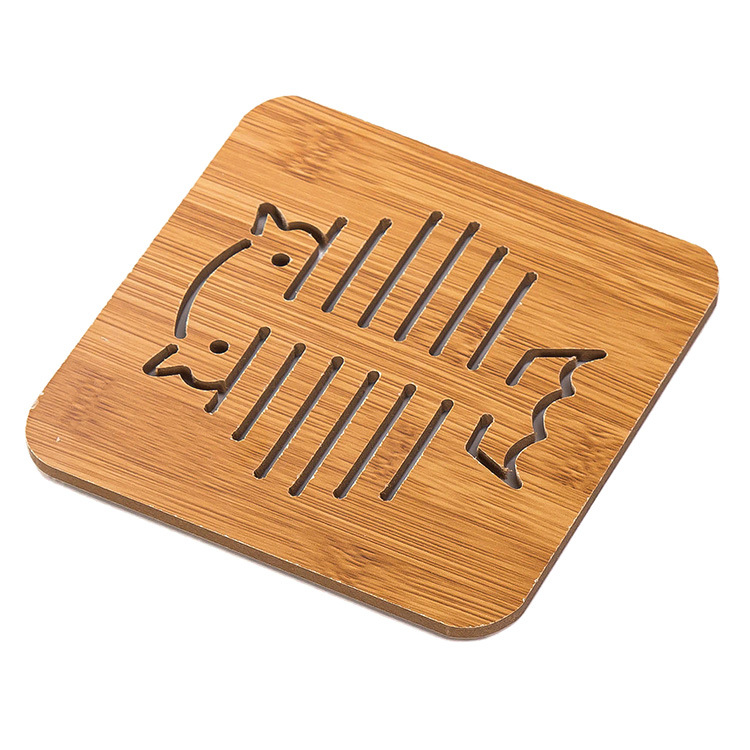 Jiehao hollowed-out wooden coasters, thickened heat-resistant and heat-insulating kitchen tableware MATS, wooden anti-slip pot, bowl and plate MATS detail image 6