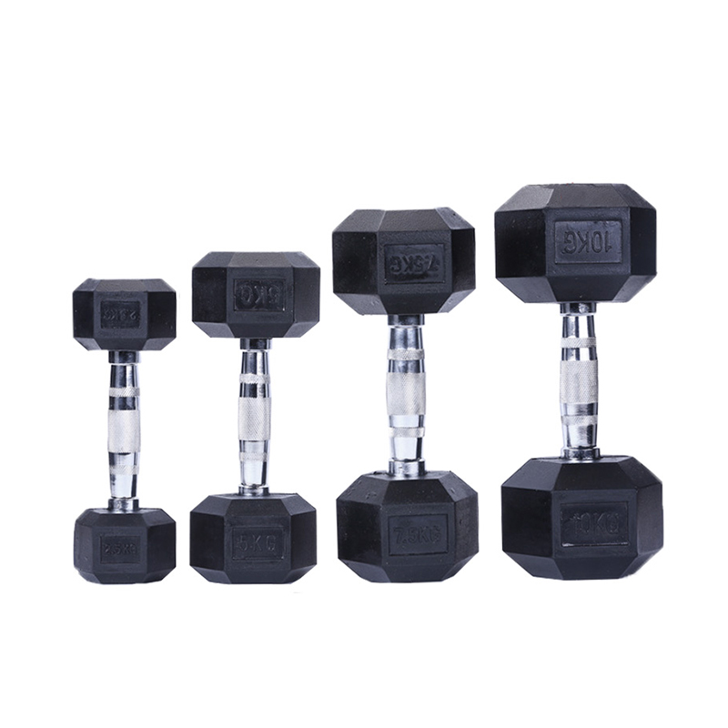 HJ-A029 rubber-covered hex dumbbell design details