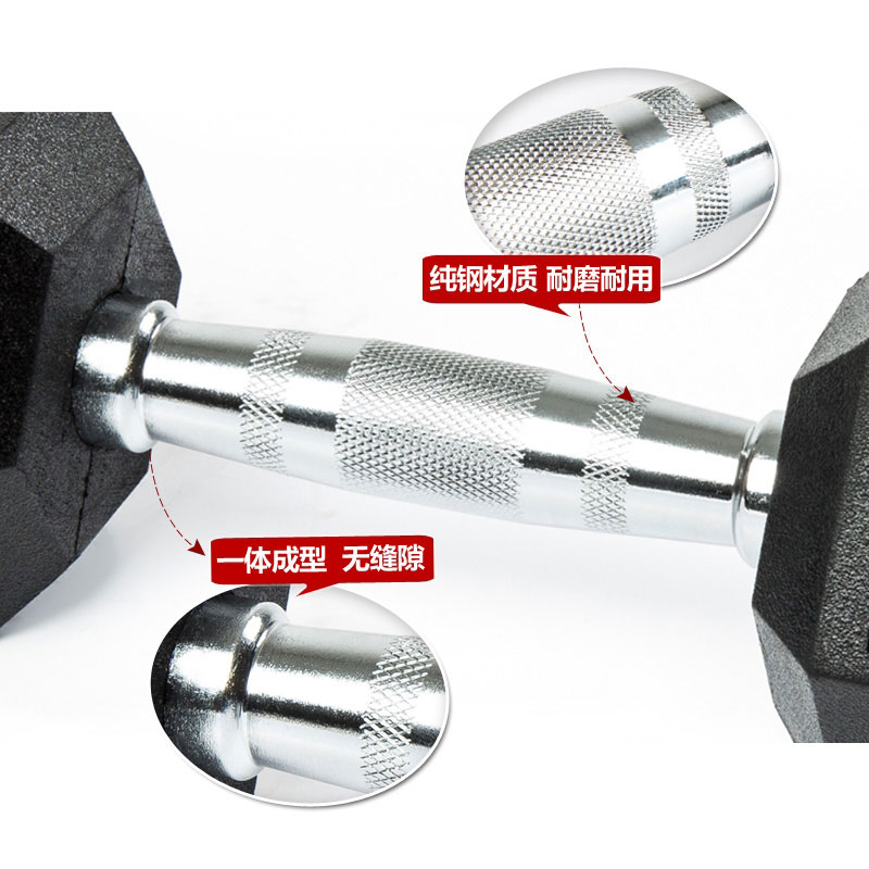 HJ-A029 rubber covered hex dumbbell detail