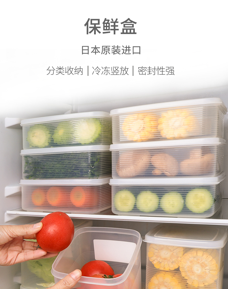 INOMATA 日本进口面条盒保鲜盒塑料冰箱收纳密封保鲜盒详情3