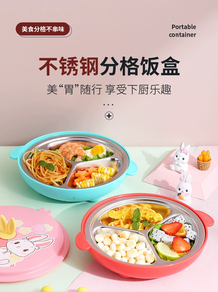 J129-XC-447不锈钢304儿童餐盘幼儿园宝宝辅食餐盘学生婴童餐具详情图2