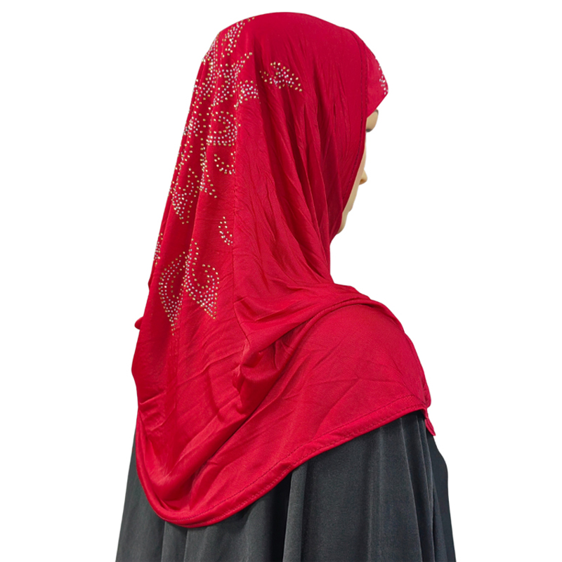 Elegant and fashionable headscarves are selling well. Muslim women's solid-color headscarves with lace, solid-color embossed diamonds, all sizes. Traditional daily ethnic style headscarves from Dubai Item Picture