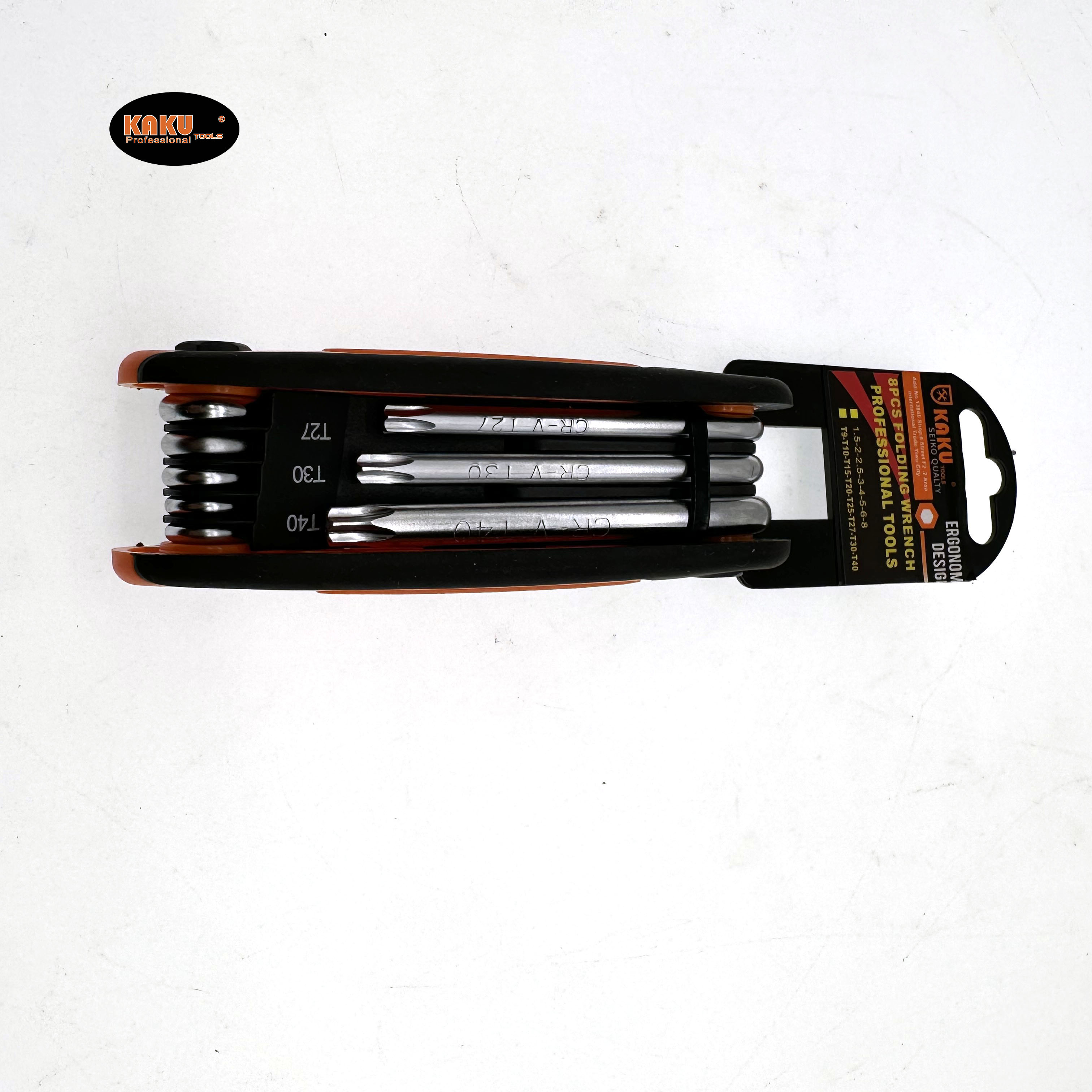 KAKU Portable folding Allen wrench set, vanadium steel flat head ball head multi-functional screwdriver Specification image