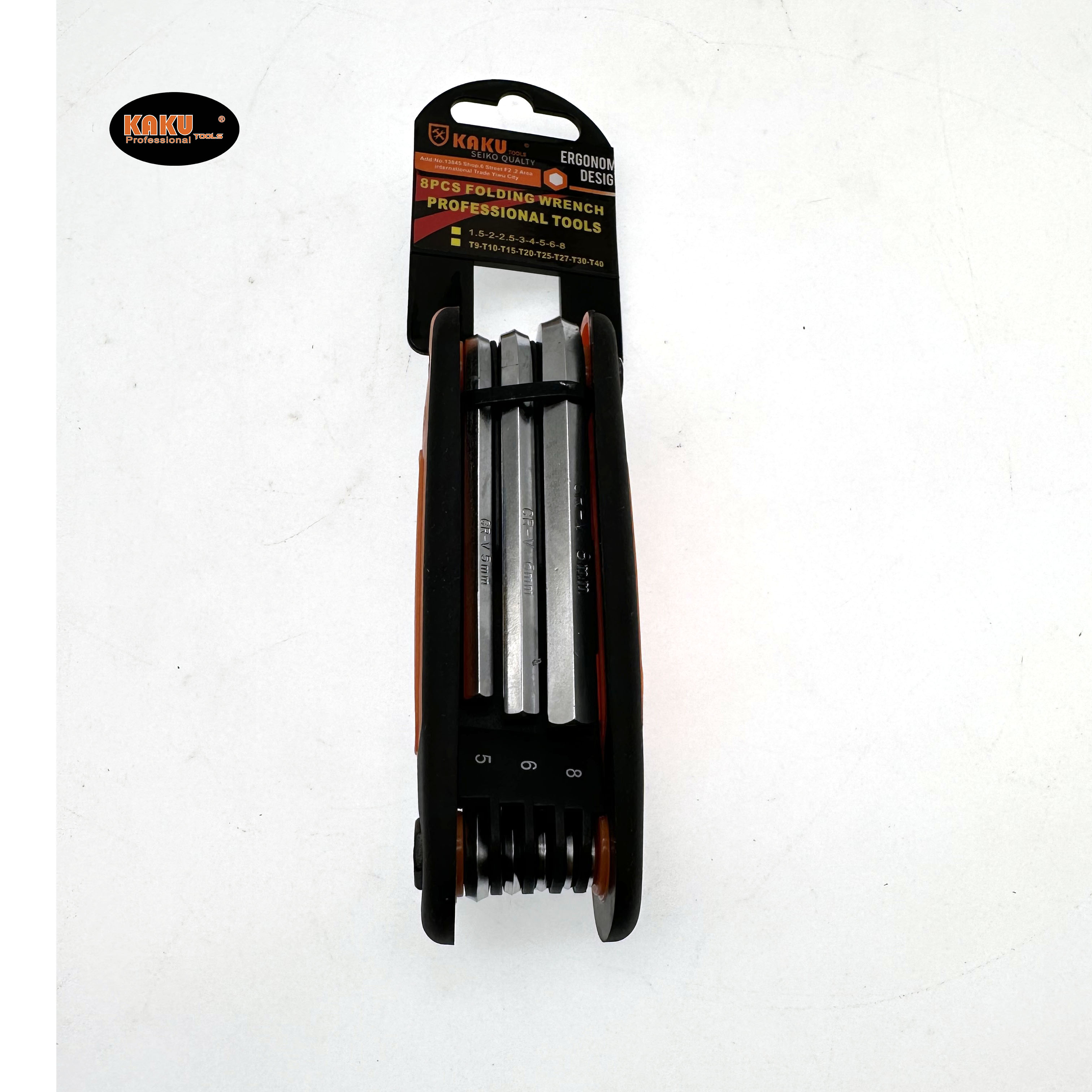 KAKU Portable folding Allen wrench set, vanadium steel flat head ball head multi-functional screwdriver details Picture