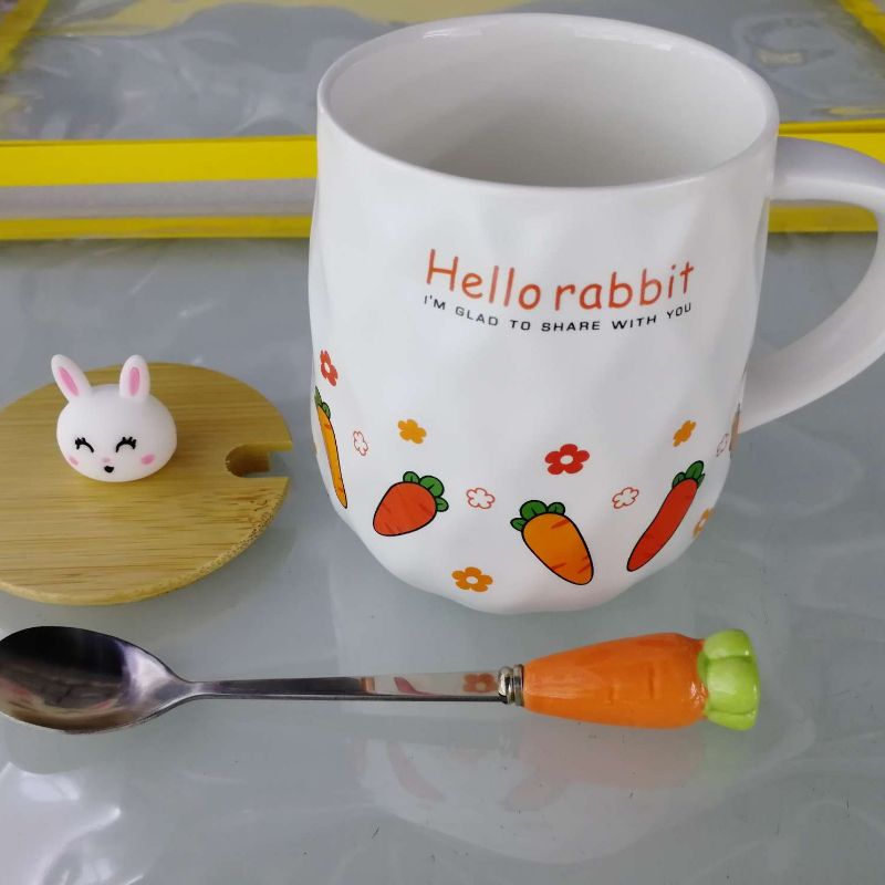 丽玫陶瓷咖啡单杯下午茶创意可爱凹凸萝卜兔子杯新款普盒包装0099