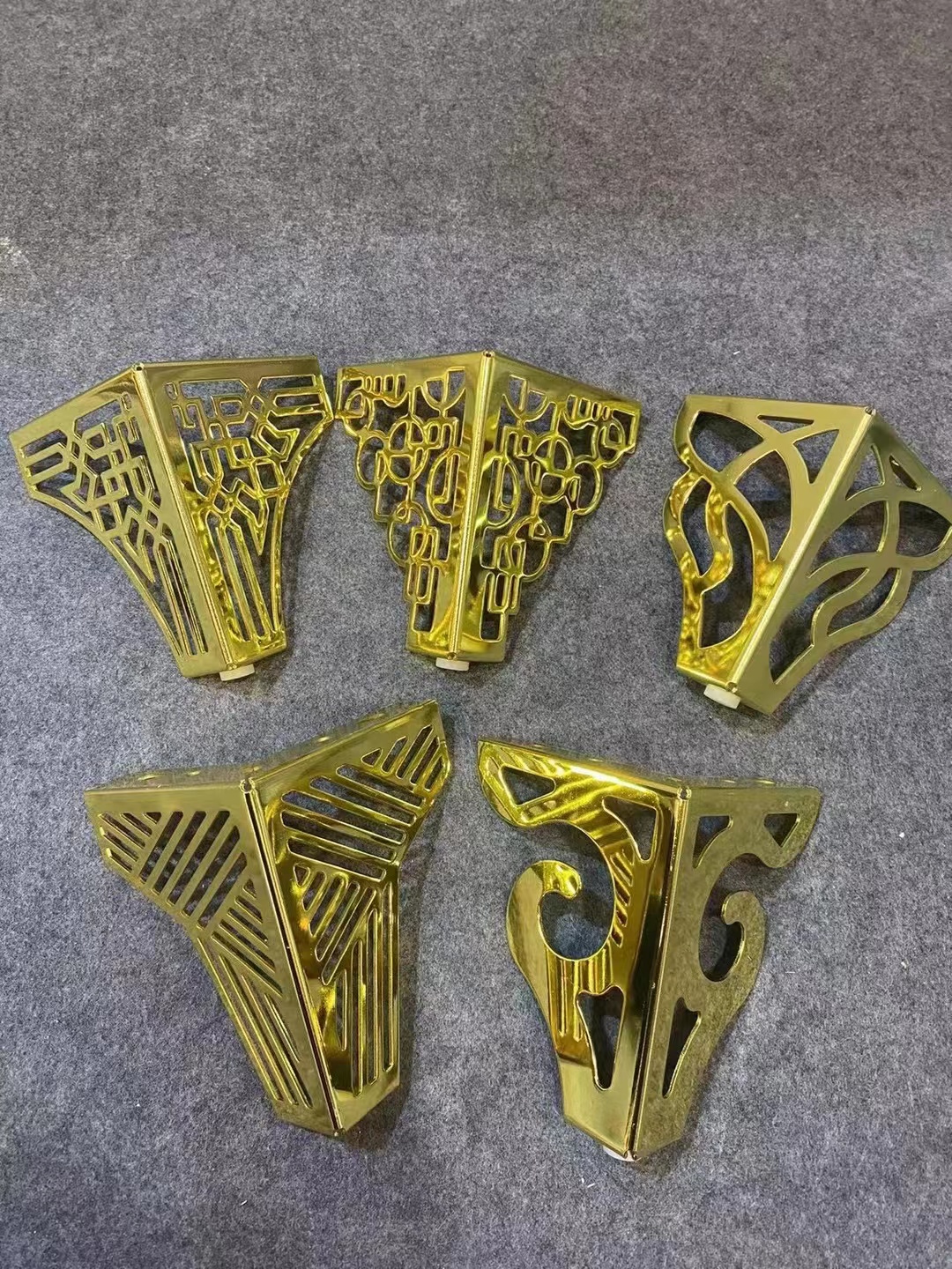 欧式仿古雕13分花镂空柜脚三角电视茶几腿金属家具脚沙发腿支撑脚 