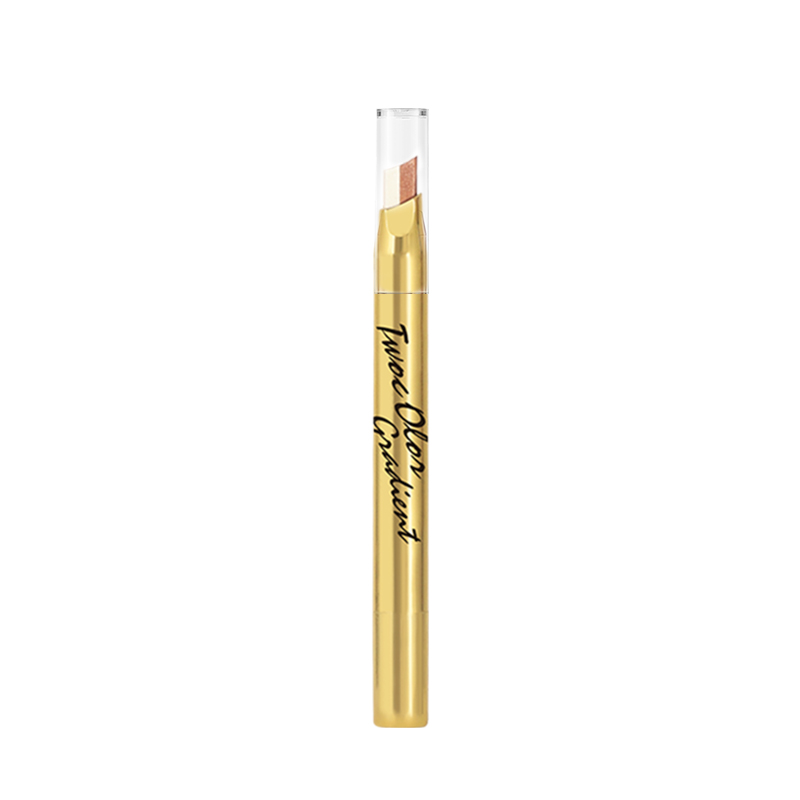 The Meixi 'er Little Gold Bar Two-color eyeshadow stick and eyeshadow pen do not cause makeup to come off easily, making the makeup bright and shiny. Gradient eyeshadow, pearlescent, earth tones Item Picture