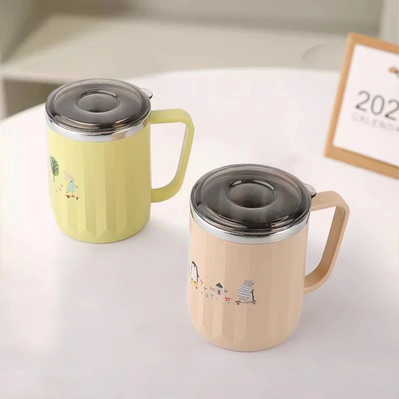 X111-2459 single-handled stainless steel cup with lid, drinking cup, mug, coffee cup, milk cup detail image 4