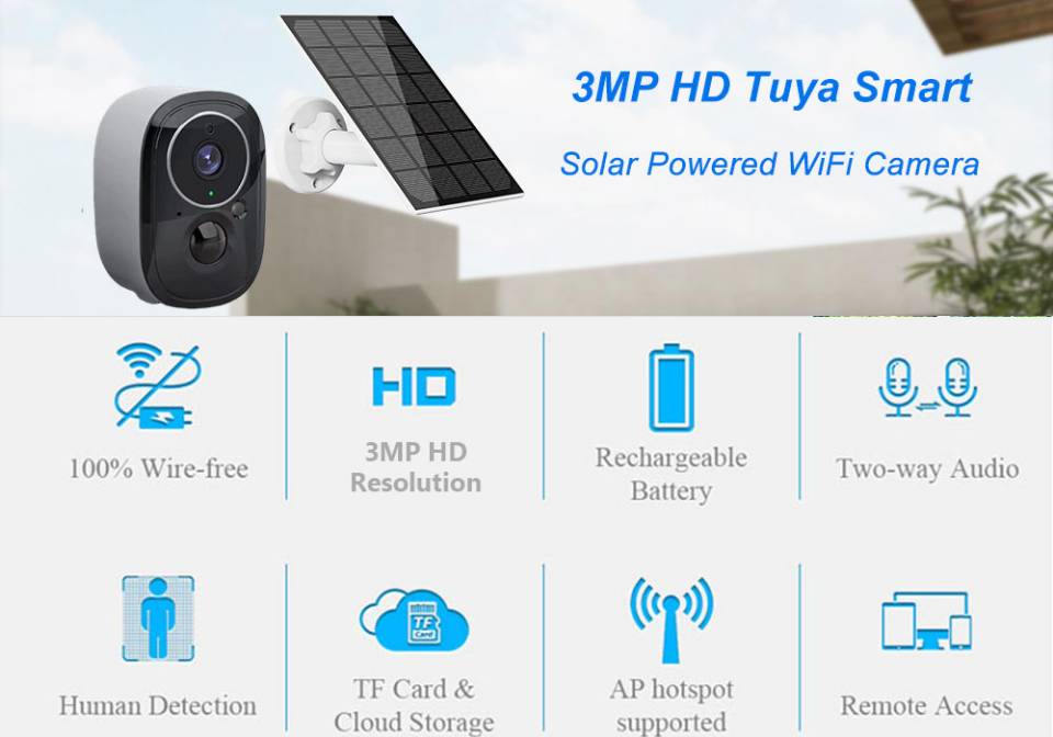 Solar Low Power Battery Camera Head Specification drawing