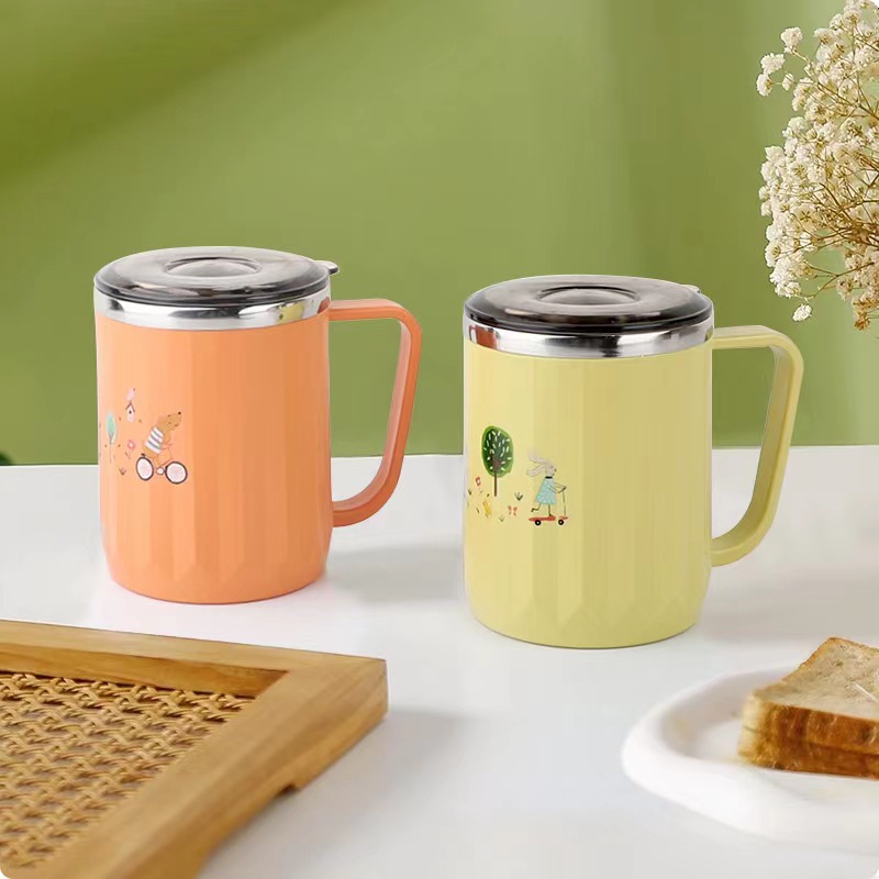 X111-2459 single-handled stainless steel cup with lid, drinking cup, mug, coffee cup, milk cup Application Scenario