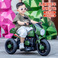 新款儿童电动摩托车三轮电动车车男女孩宝宝电瓶车可坐骑双人充电玩具车图