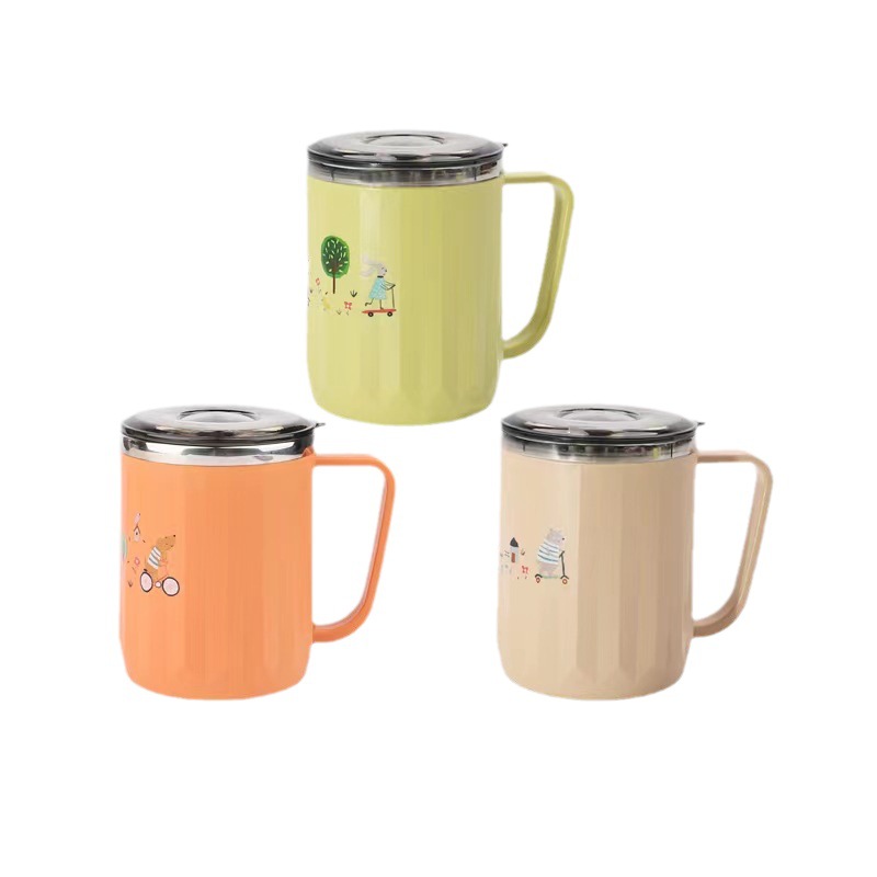 X111-2459 single-handled stainless steel cup with lid, drinking cup, mug, coffee cup, milk cup