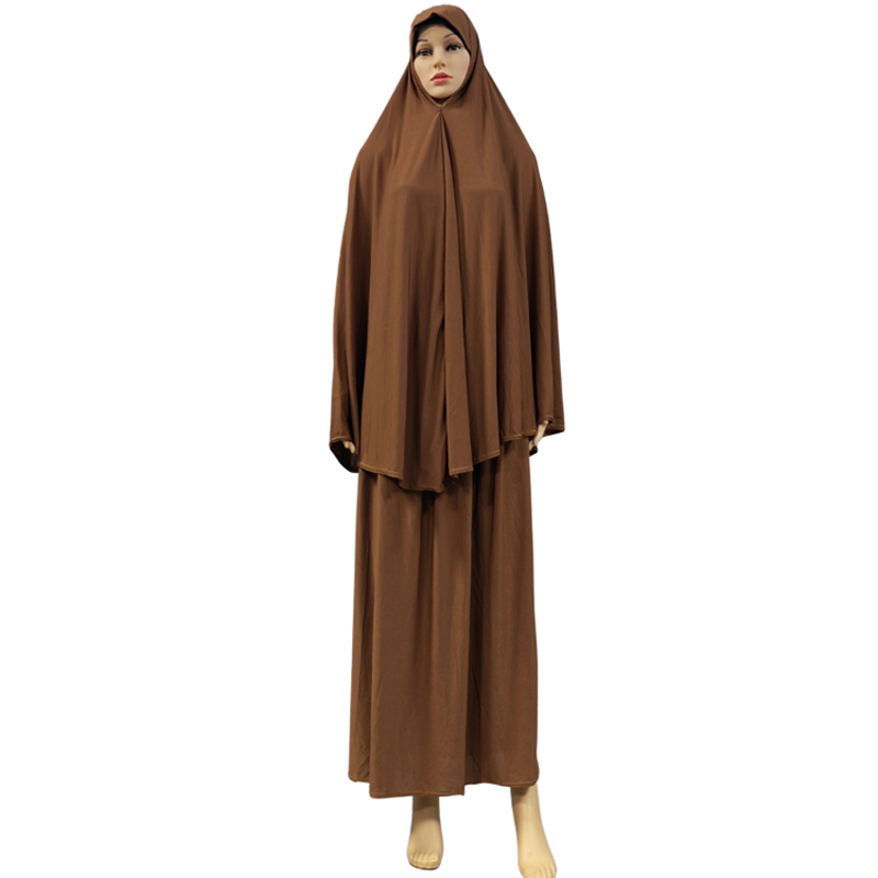 穆斯林纯色长裙两件套女款民族风 优雅时尚工厂热卖连帽长头巾下裙两件套优雅时尚图