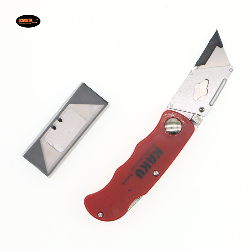 KAKU多功能高碳钢壁纸裁纸刀美工刀刀片金属可折叠美工刀
