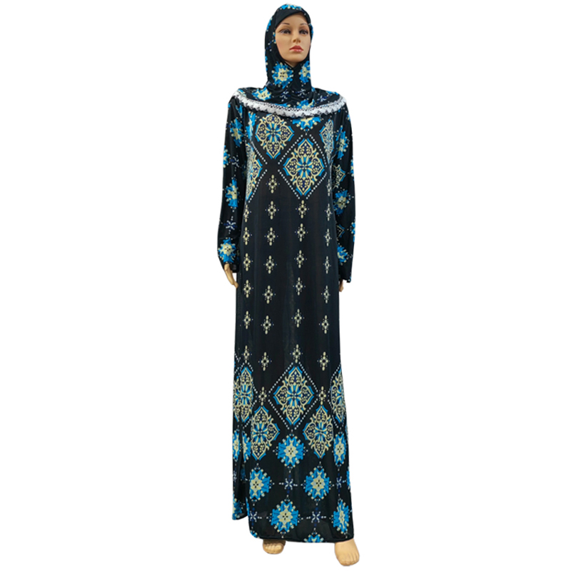 Factory direct sales and wholesale of best-selling lace long hooded printed plus-size women's fashionable and trendy daily ethnic style long robe dresses
