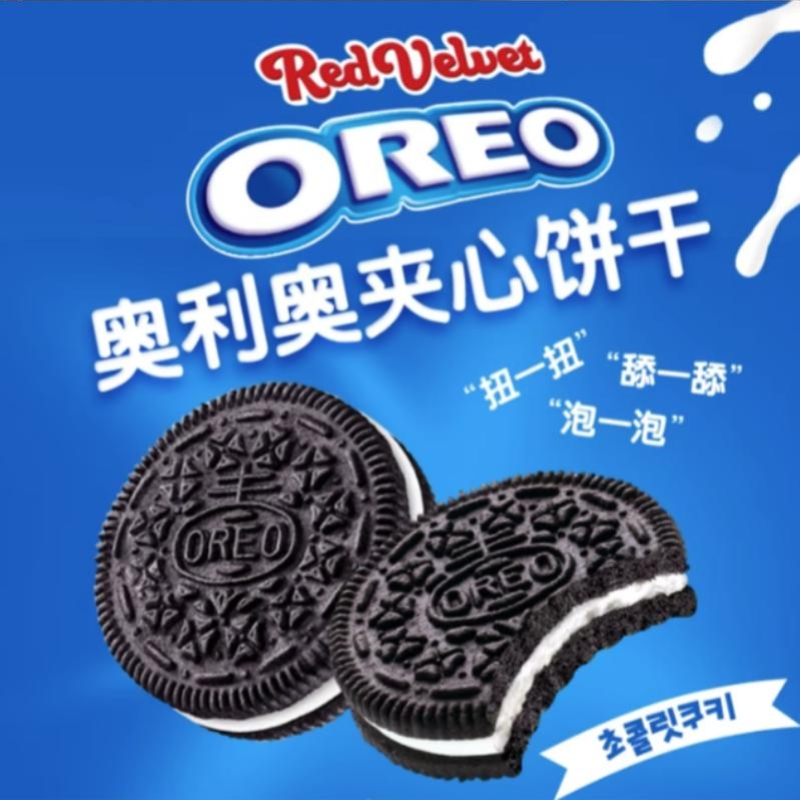 韩国进口/休闲零食/OREO/草莓味/巧克力/夹心饼干/100g/美食产品图