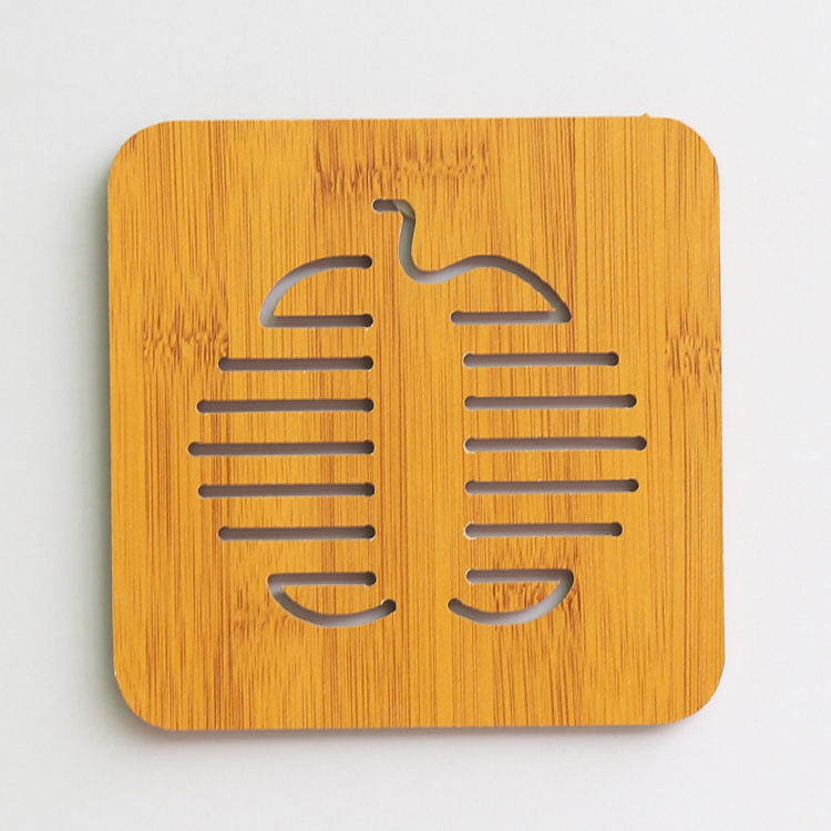 Bamboo placemats, heat insulation pads, creative cup MATS, cartoon cute table MATS, wooden bowl MATS, household hollowed-out cup MATS Specification image