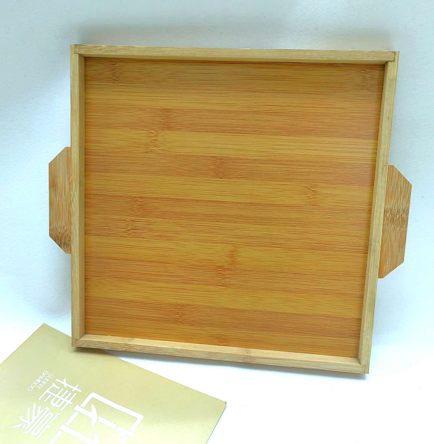 Jiehao Bamboo Square Two-Ear Tray Water Cup Tray Commercial Household Tea Cup Bamboo Tray Application Scenario