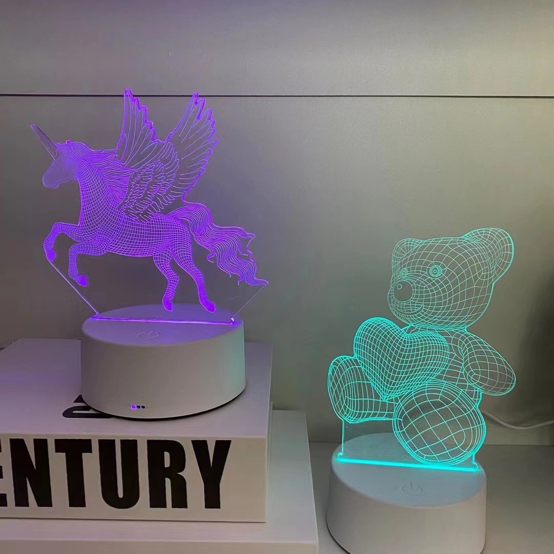 DIY立体夜灯卧室氛围灯3Dlogo台灯节日礼品床头小夜灯