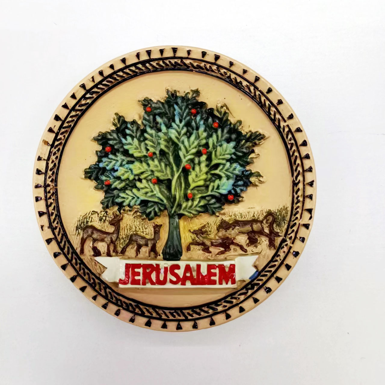 Professional manufacturer customizes 3D painted life tree three-dimensional decorative resin refrigerator stickers for creative tourism in Jerusalem, Israel