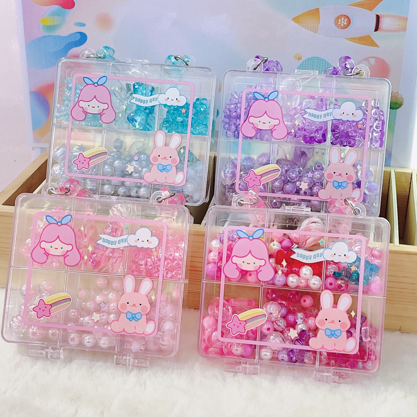 Children's Puzzle handmade DIY beaded handmade necklace bracelet material Pack Kids girls beaded gift box Item Picture