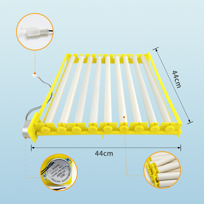 回答：多功能/滚轴蛋盘/全自动/孵蛋/鸡鸭鹅/鹌鹑蛋/可调间距/9根管细节图
