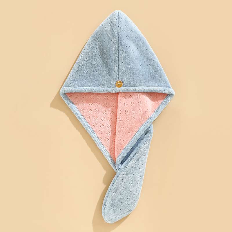 Two-color shower cap with thickened water absorption, no color fading and no hair shedding, dry hair cap made of coral fleece, quick-drying new style detail image 9